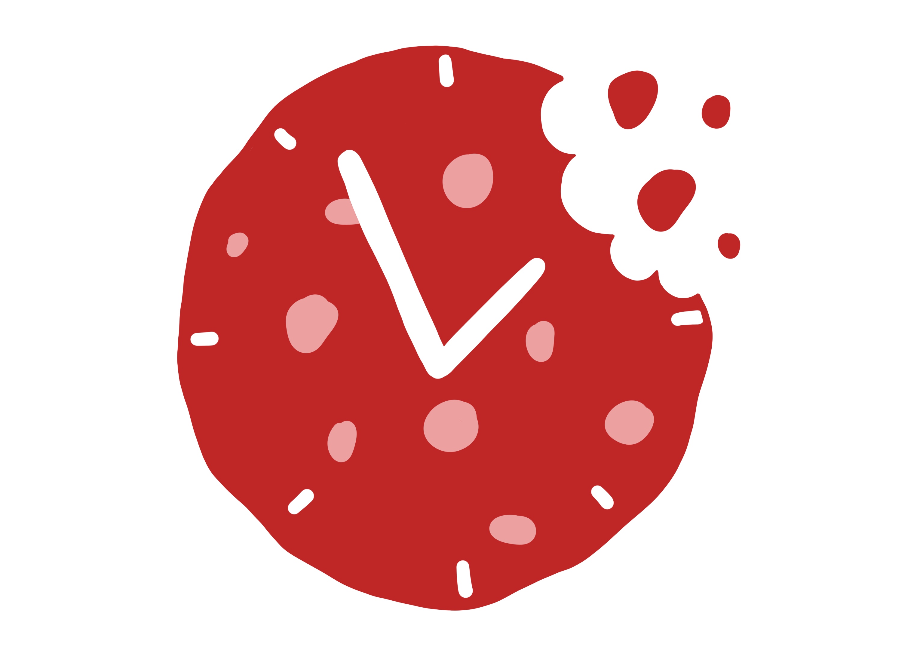 Ein angeknabberter Keks mit Uhrzeigern darin