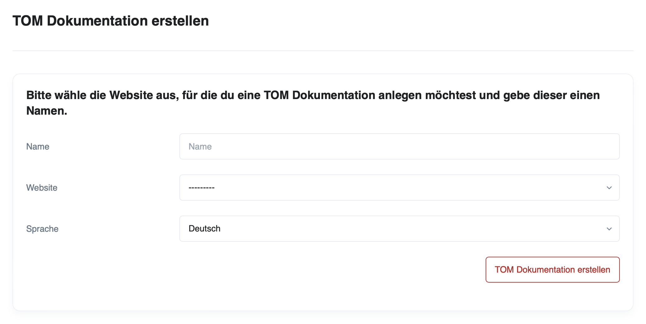 Screenshot von TOM Dokumentation erstellen